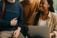 Young professionals brainstorming in a modern office space