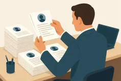 Recruitment team using software to manage high-volume applications