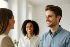 New employee being welcomed by the team at the office