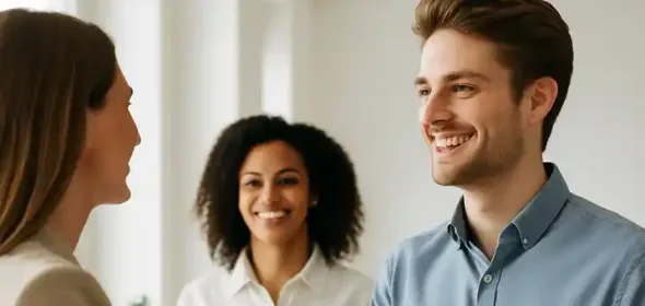 Nieuwe medewerker wordt welkom geheten door team op kantoor