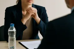 Candidate staying calm during a job interview with a recruiter