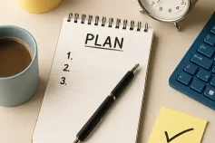 jobseeker staying motivated during a long search with notebook and plan