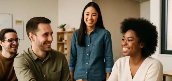 L'équipe discute de la culture d'entreprise pendant une réunion