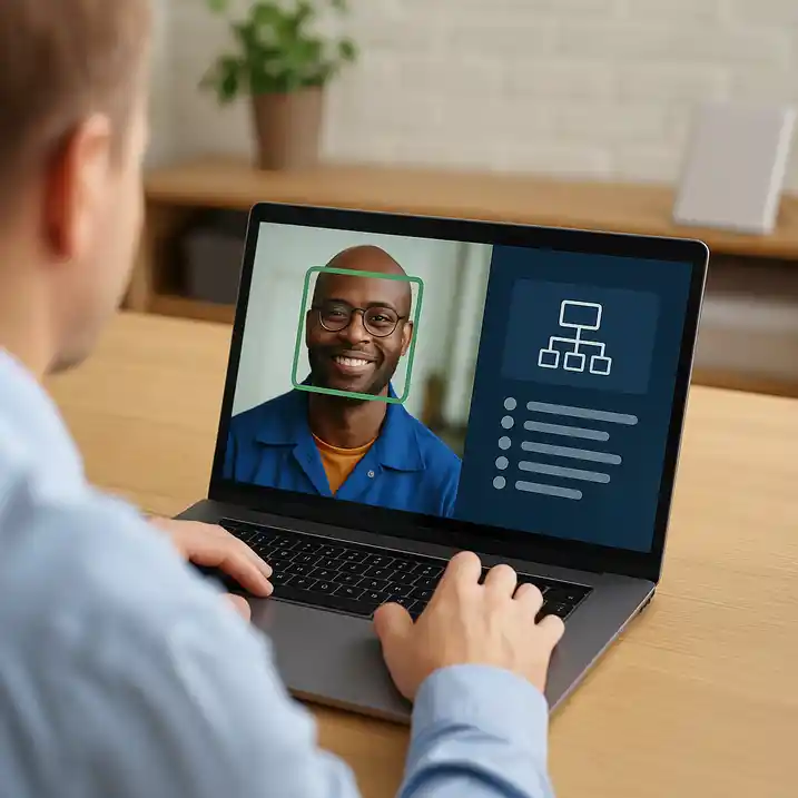 Recruiter bekijkt AI-dashboard met kandidatenmatching op laptopscherm