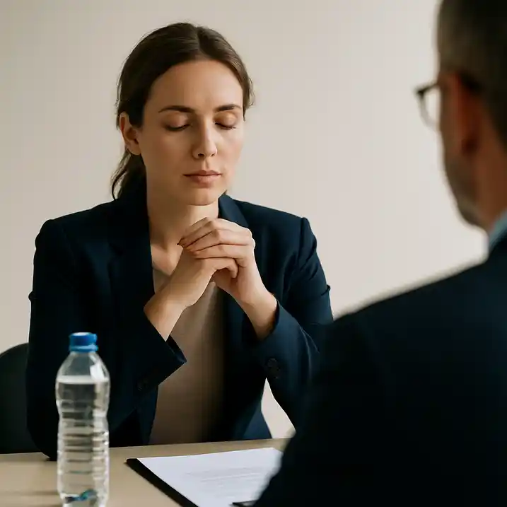 Bewerber bleibt ruhig während eines Vorstellungsgesprächs mit einem Recruiter