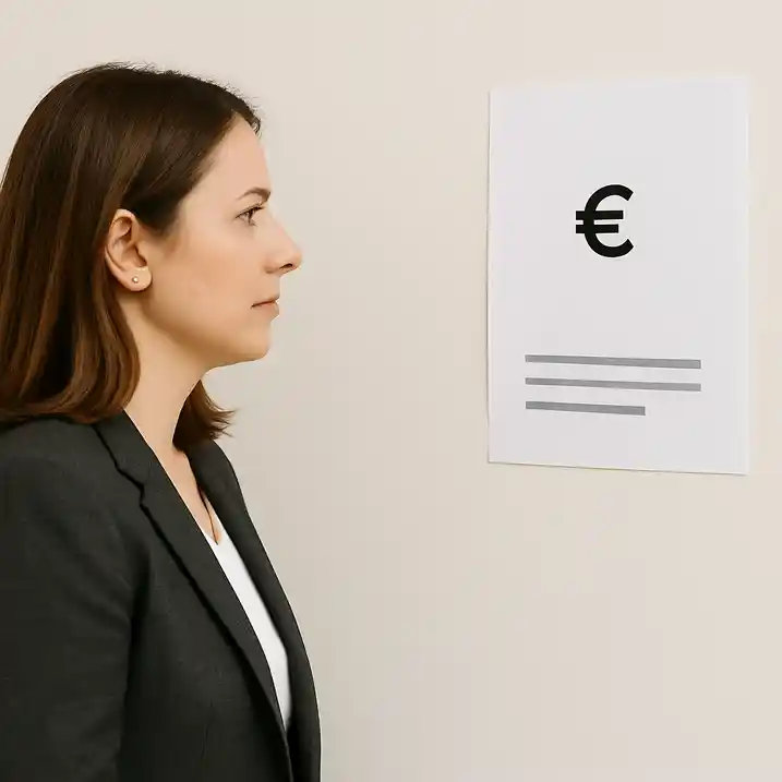 Arbeitssuchender betrachtet eine Stellenausschreibung mit angegebenem Gehalt