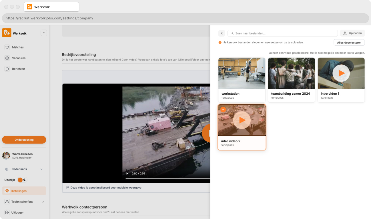 App Werkvolk avec vidéos d’entreprise et profils culturels