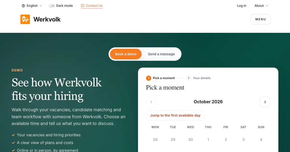 Request a Demo or Contact Us | Werkvolk
